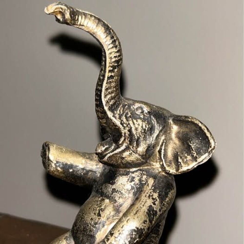 Vintage Brass Elephant Figurine SMALL HEAVY Feng Shui | TRUNK UP ELEPHANT
